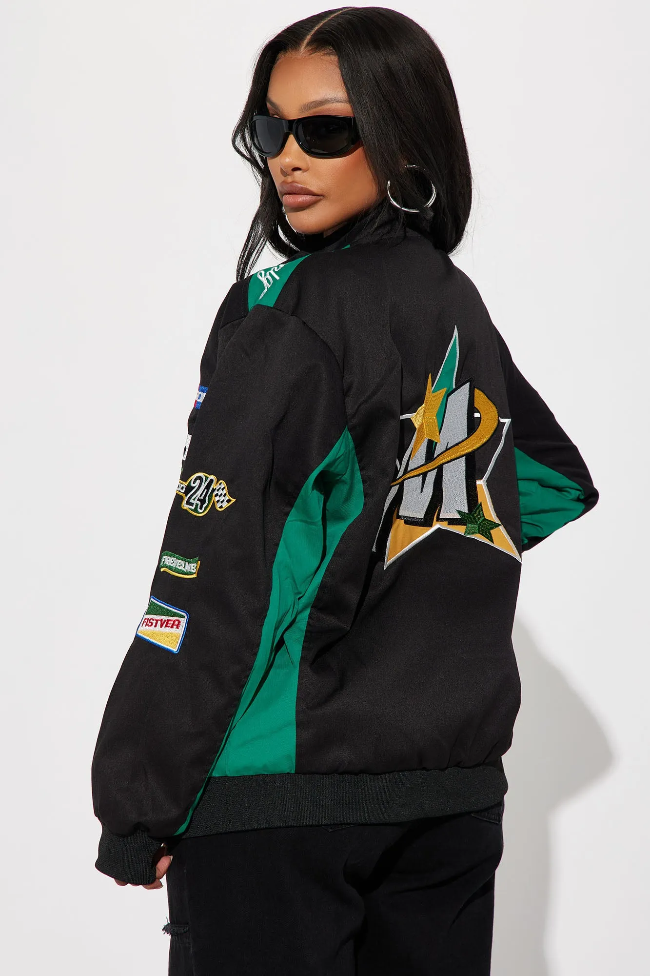 1929 Racer Bomber Jacket - Black/Green