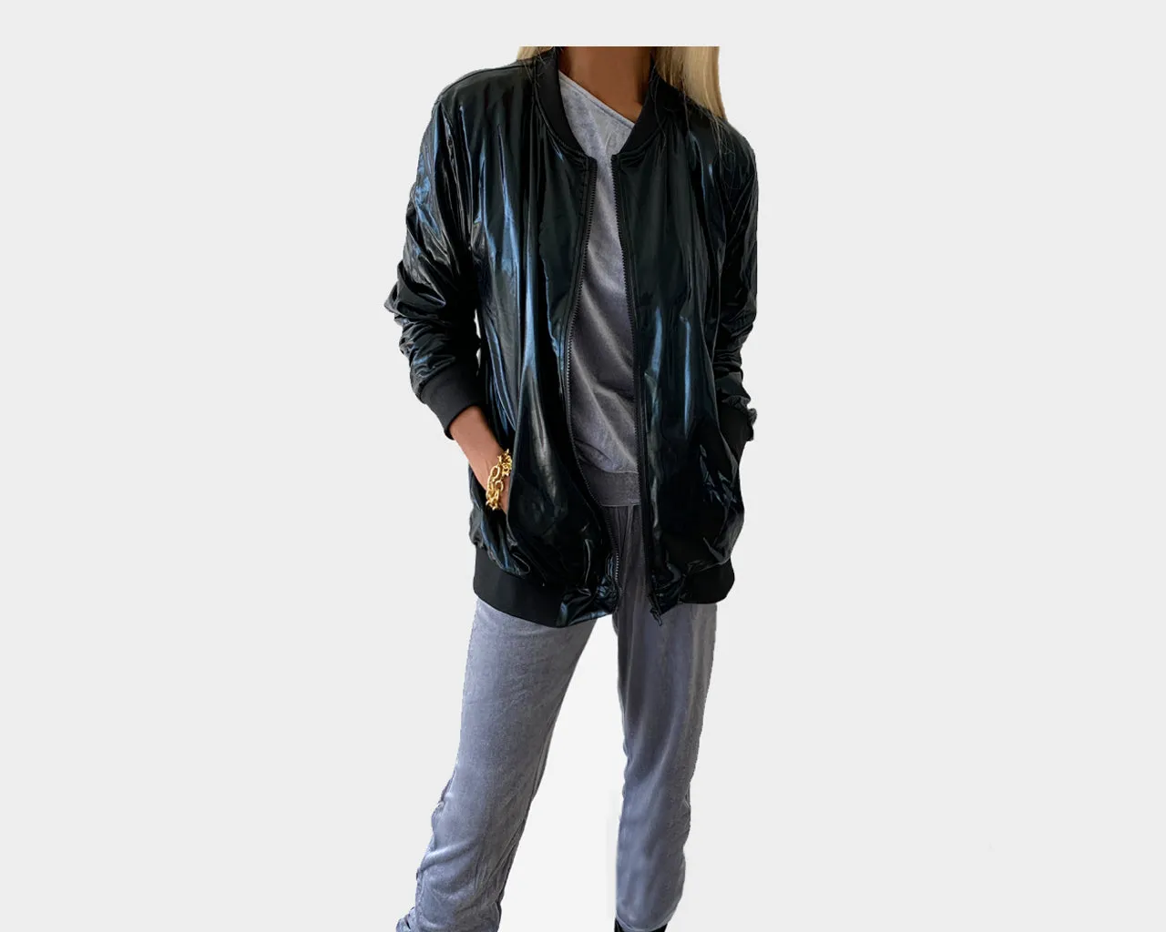 4 Black Metallic Boyfriend Jacket - The Milan