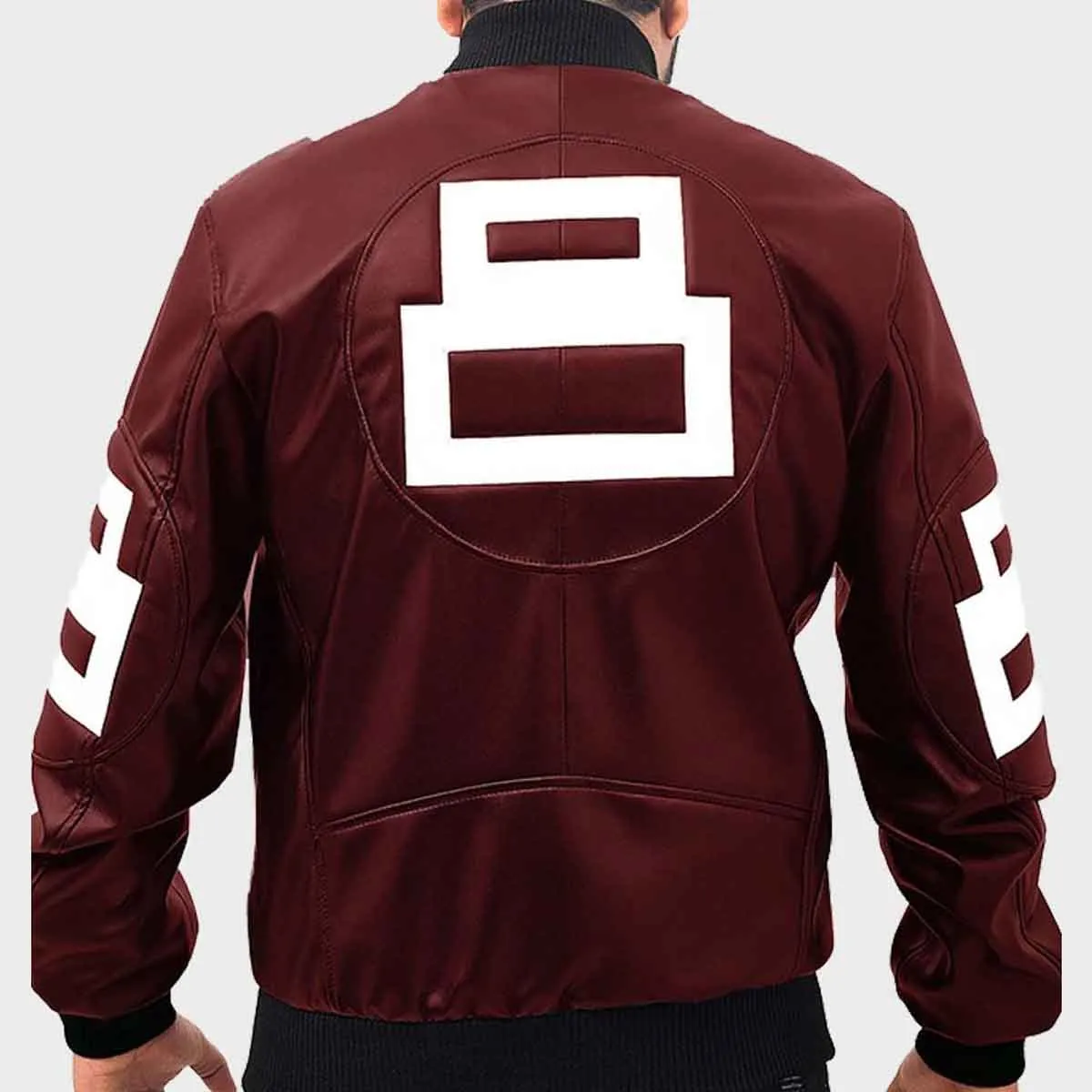 8 Ball Maroon Leather Bomber Jacket