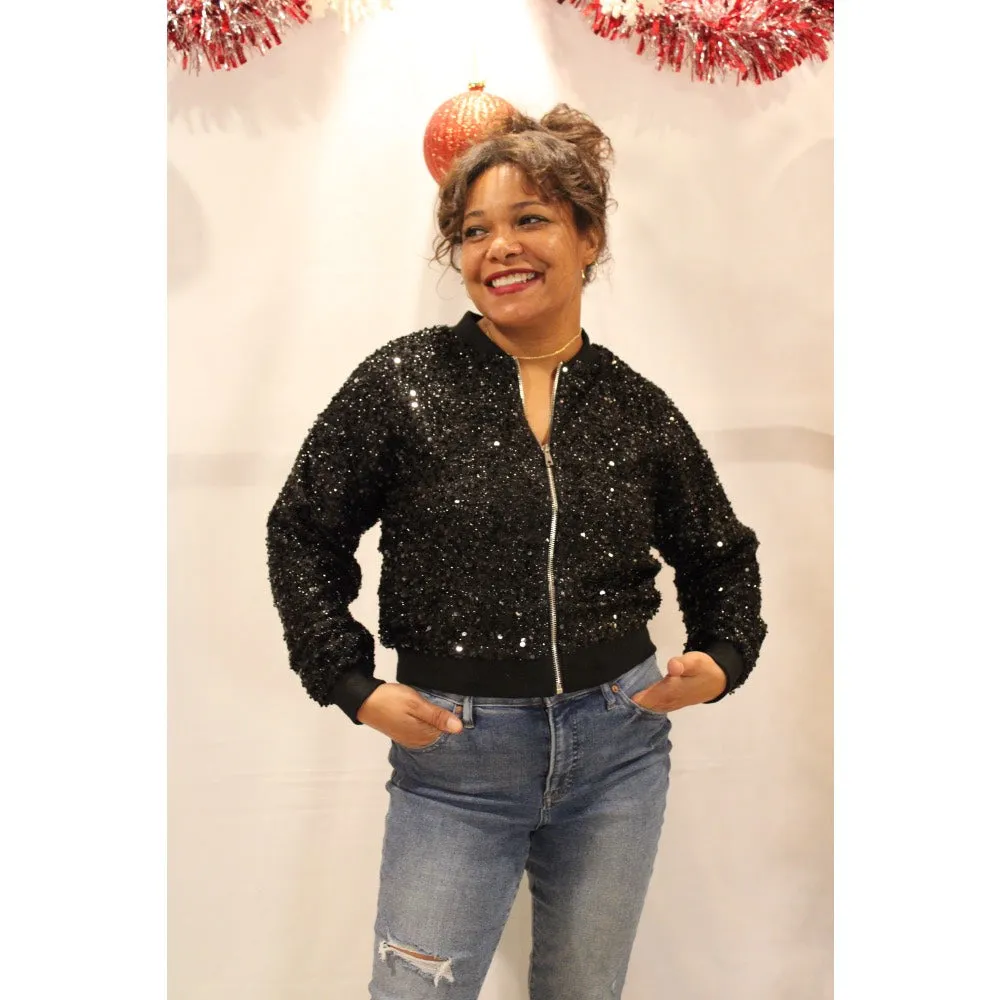 Always Ready Sequin Bomber Jacket