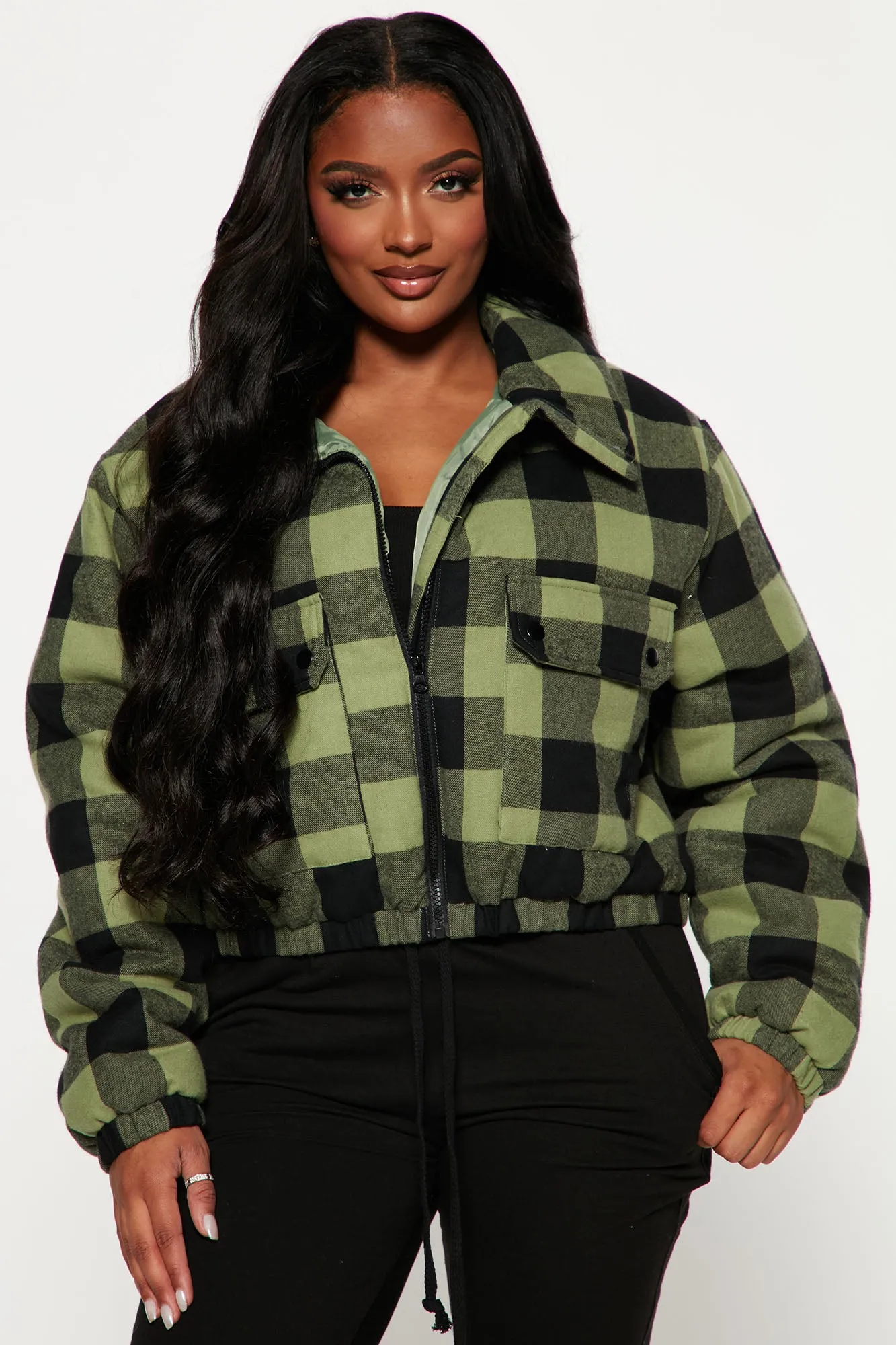 Aspen Plaid Bomber Jacket - Green/combo