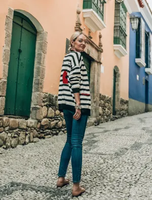 Baby alpaca wool Cardigan Striped