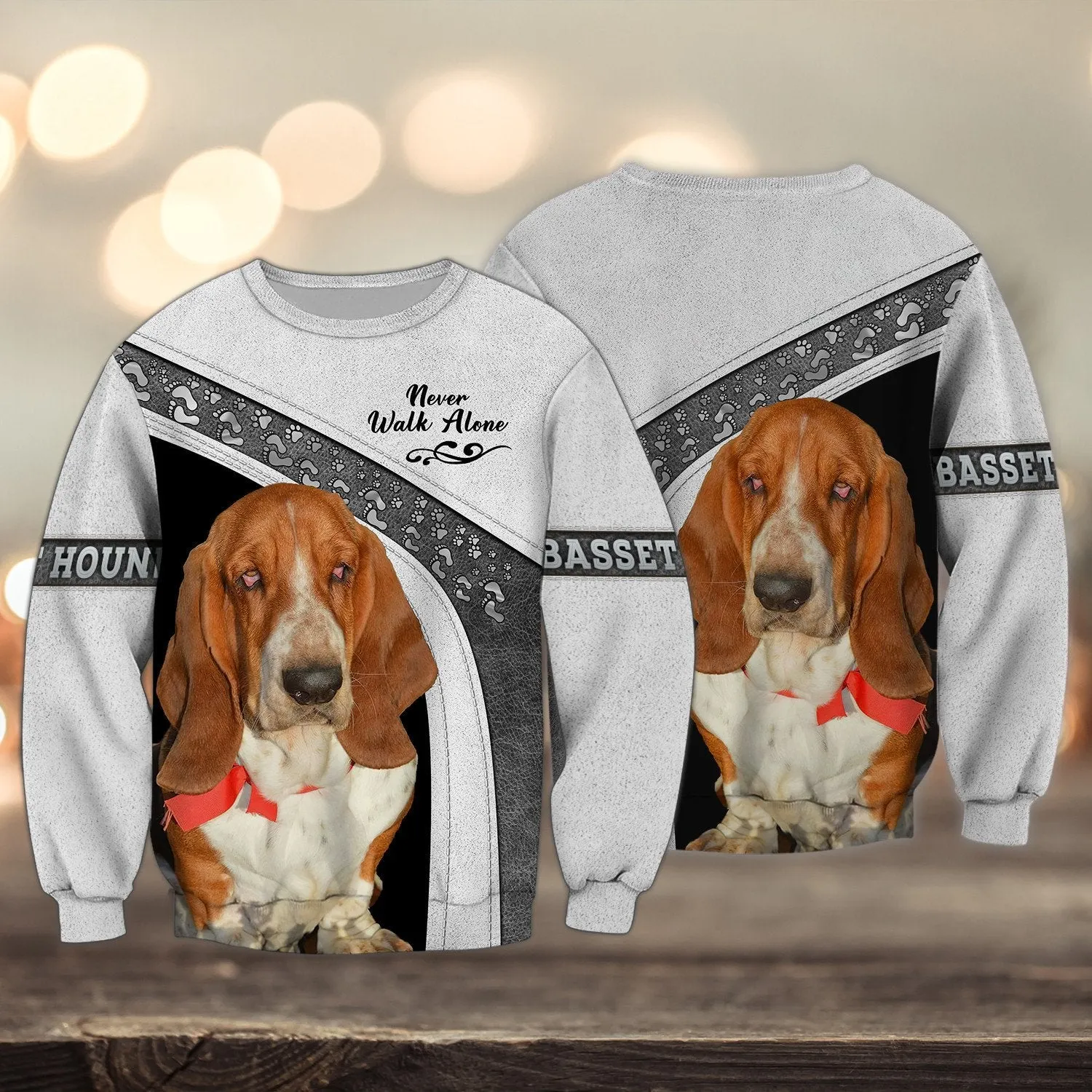 Basset Hounds Multicolor Option Never Walk Alone 3D Full Print Sweatshirt