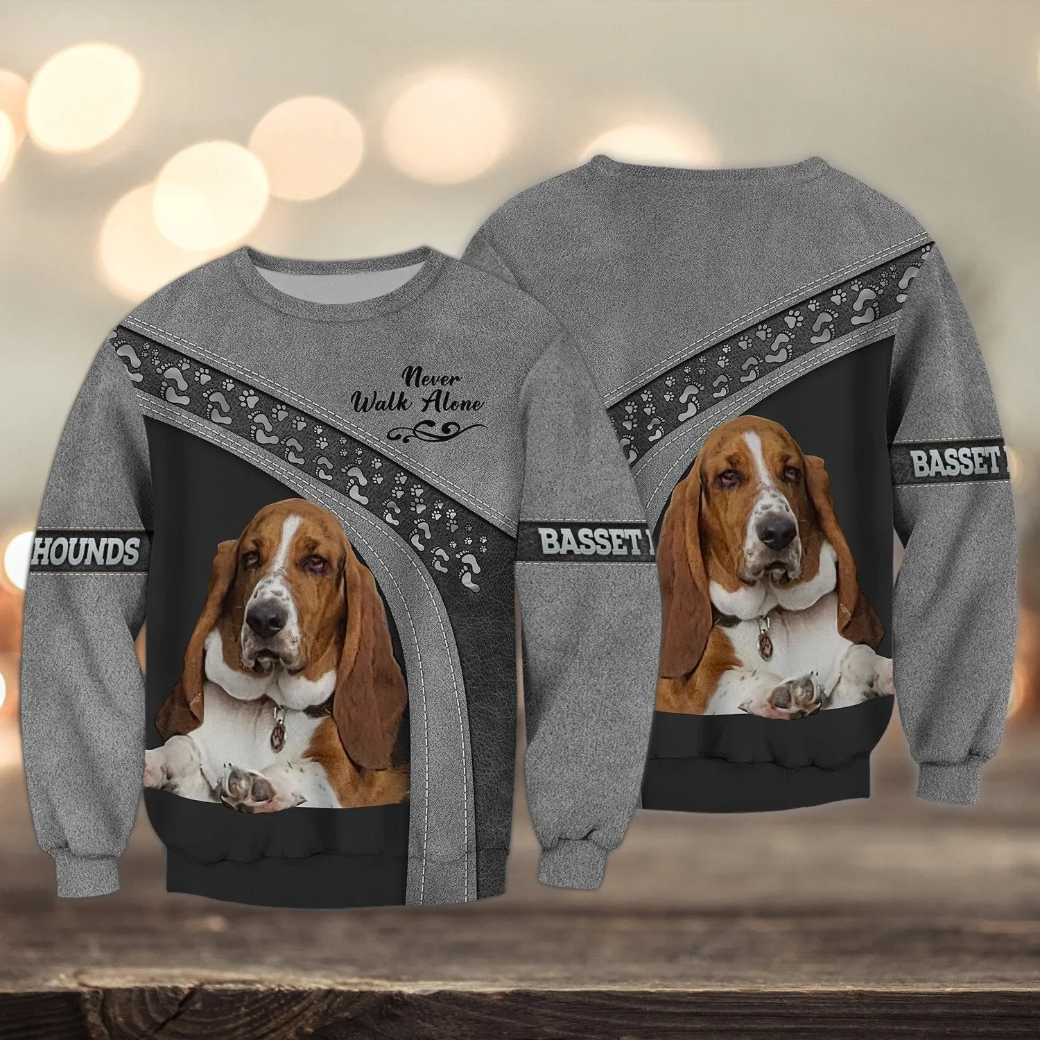 Basset Hounds Multicolor Option Never Walk Alone 3D Full Print Sweatshirt