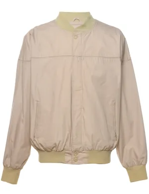 Beige Zip-Front Classic Bomber Jacket - XL