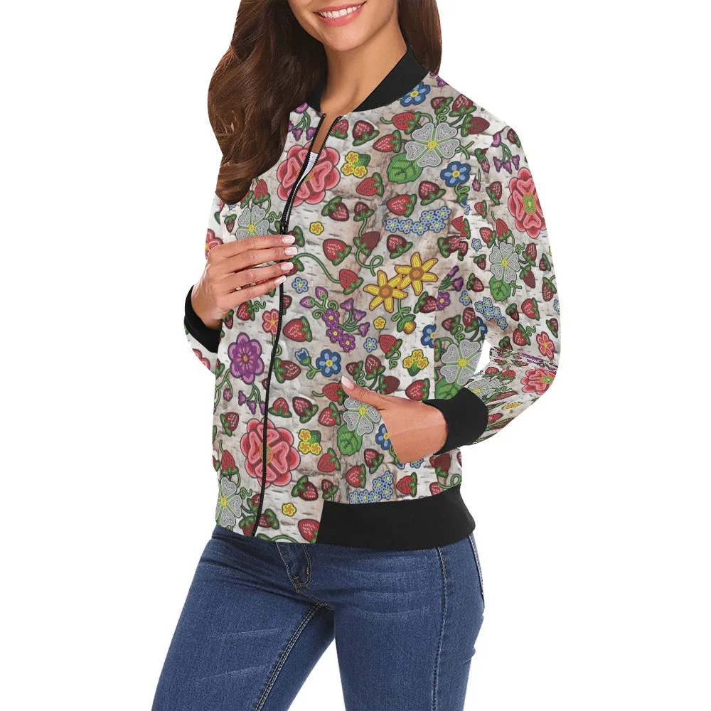 Berry Pop Br Bark All Over Print Bomber Jacket for Women