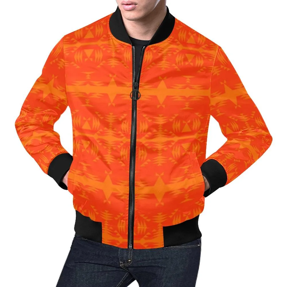 Between the Mountains Orange Carrying Their Prayers Bomber Jacket for Men