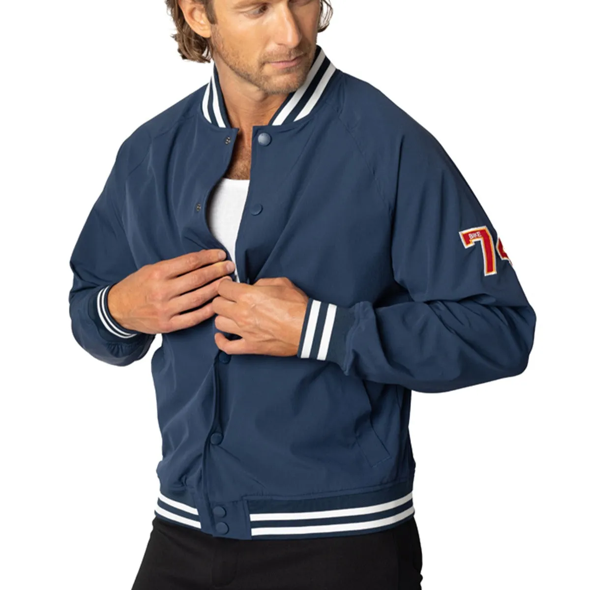 BIKE Varsity Bomber Jacket Navy