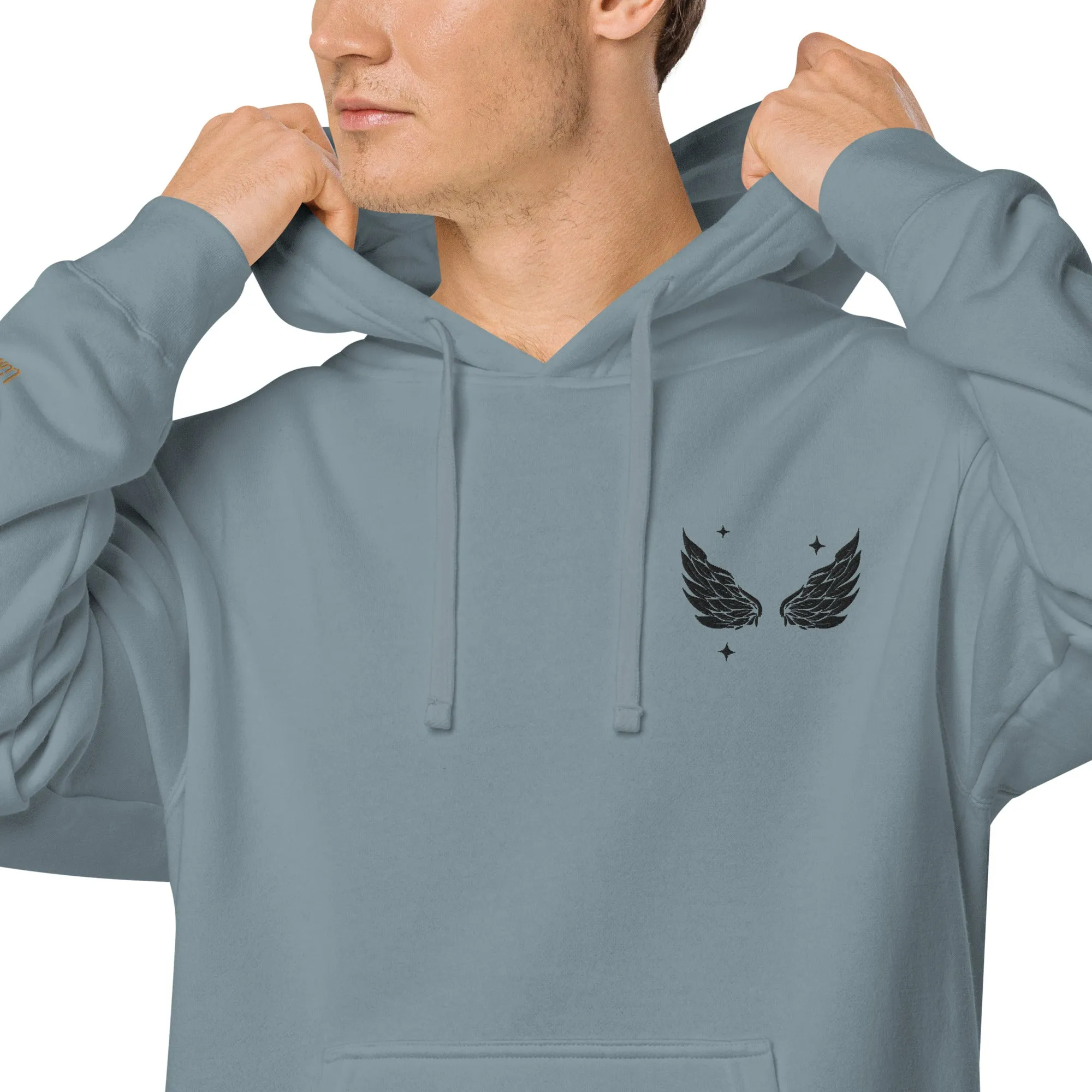 Black Angel Wing Design Unisex Pigment-Dyed Hoodie