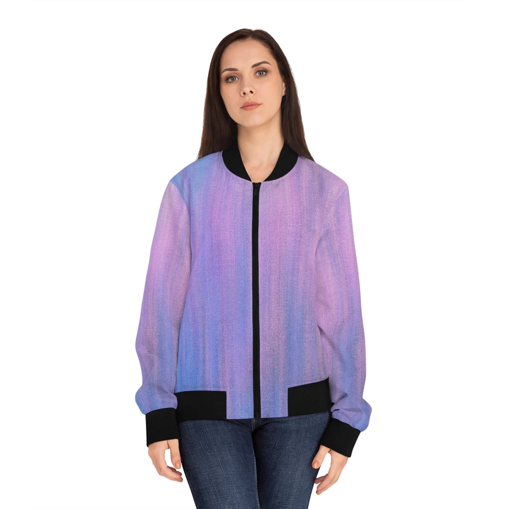 Blue & Purple Metalic - Inovax Women's Bomber Jacket