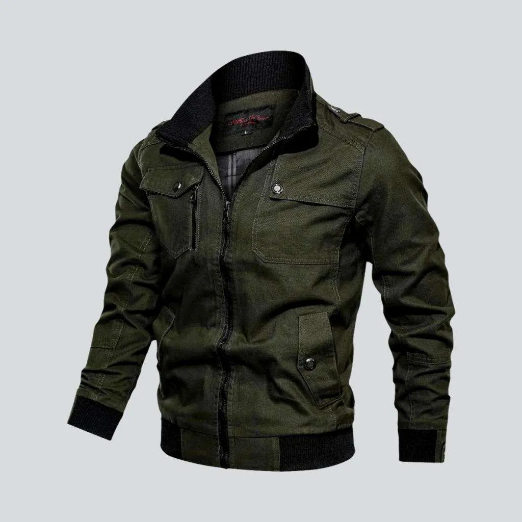 Bomber, color, slim, zipper, men jacket