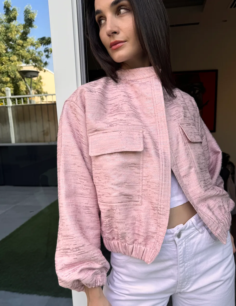 BOMBER Metallic Jacket Pink