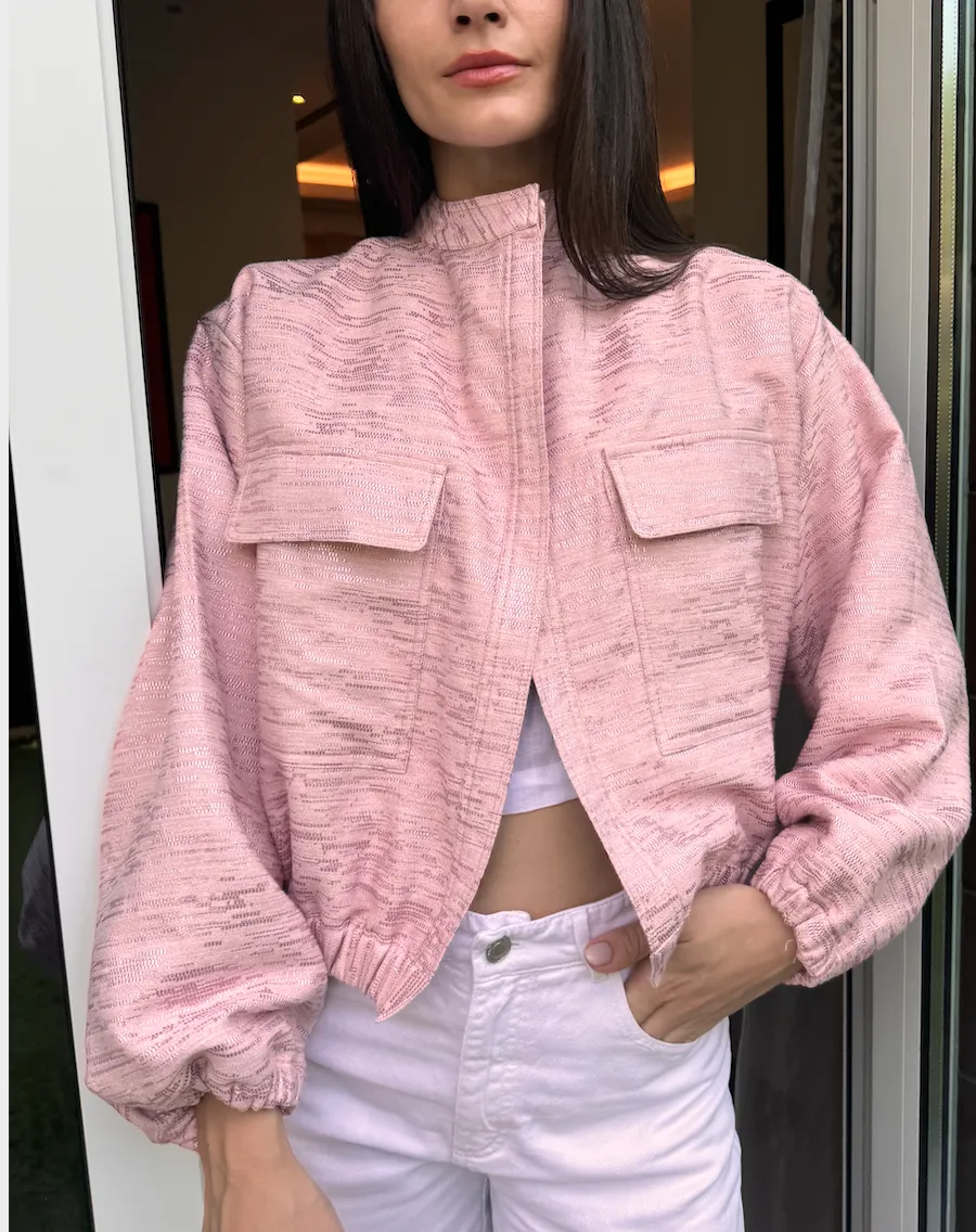 BOMBER Metallic Jacket Pink