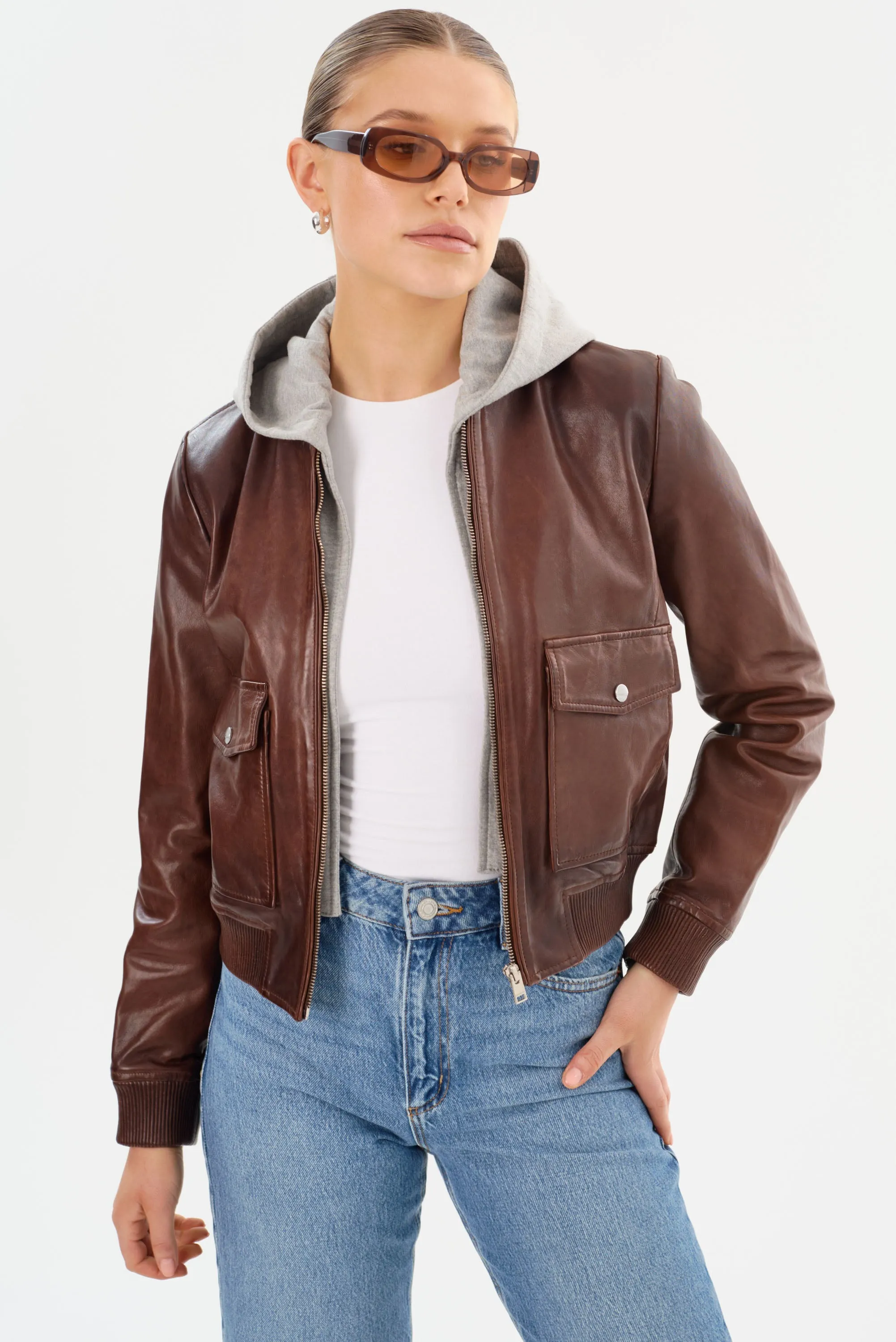 CANDACE | Leather Bomber Jacket