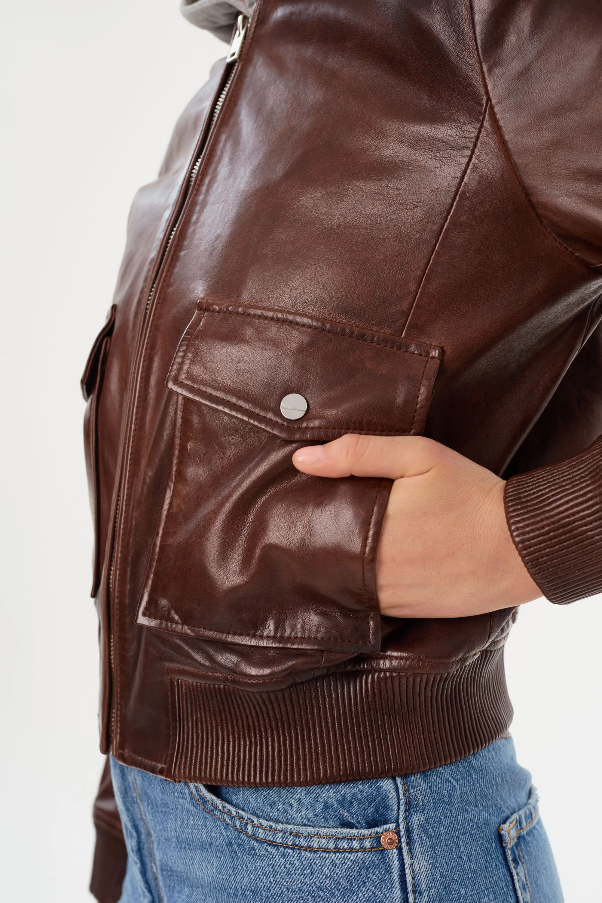 CANDACE | Leather Bomber Jacket