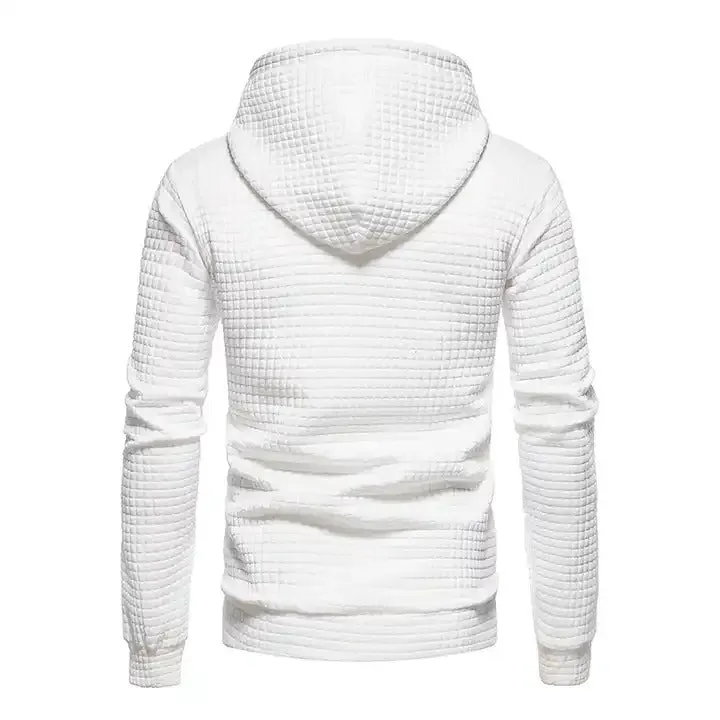 Casual Pullover Hooded Sweatshirt Hoodie Waffle Pattern Solid Hoodies | W02