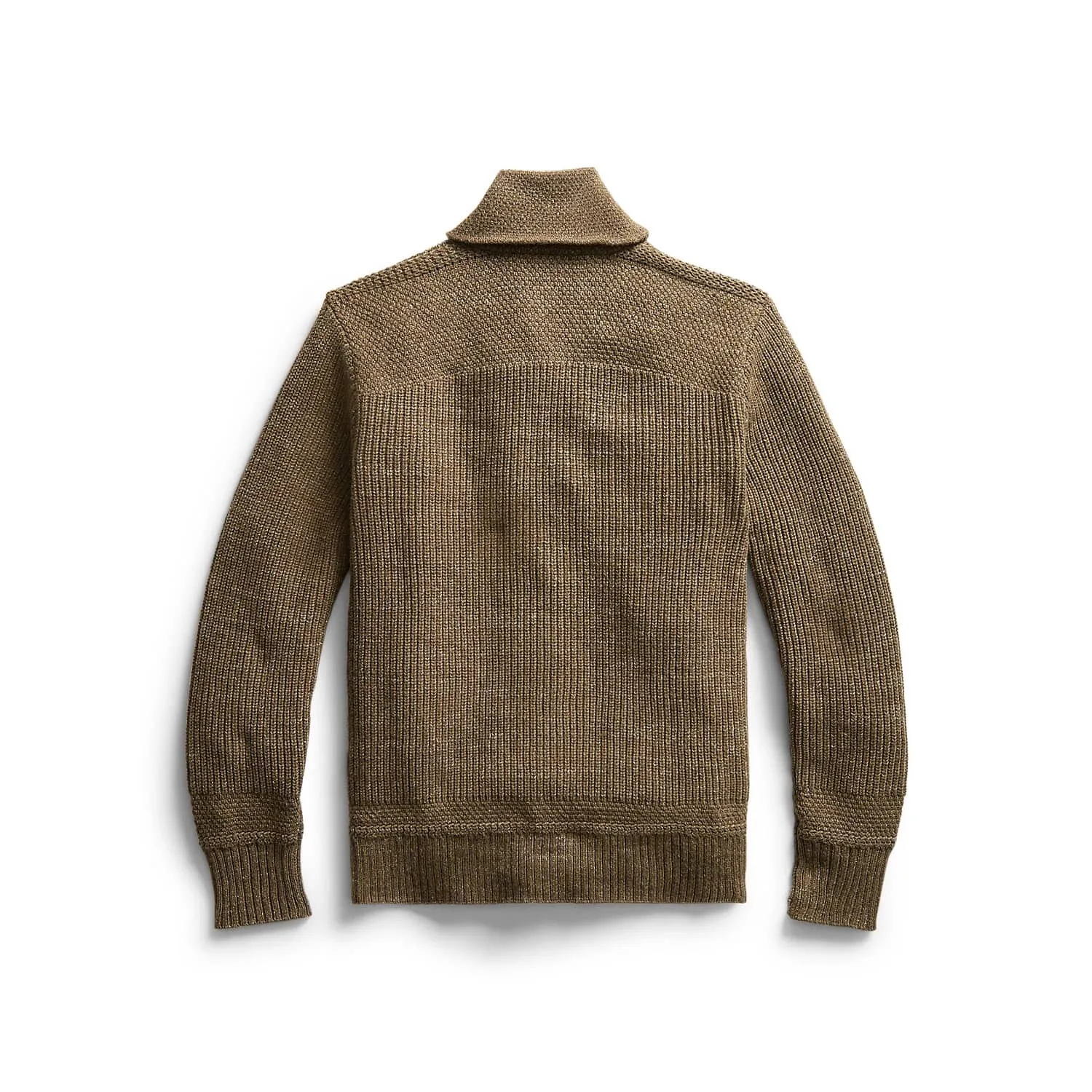 Cotton-Wool Shawl-Collar Cardigan Olive Heather