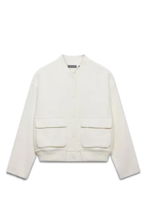 Cream Textured Bomber Jacket