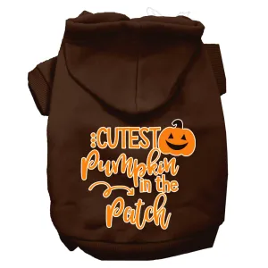 Cutest Pumpkin In The Patch Screen Print Dog Hoodie Brown L