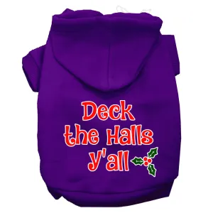 Deck The Halls Y'all Screen Print Dog Hoodie Purple Xl