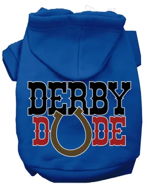 Derby Dude Screen Print Dog Hoodie Blue Xxl