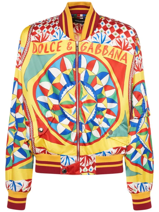 Dolce&amp;Gabbana   Carretto printed nylon bomber jacket 