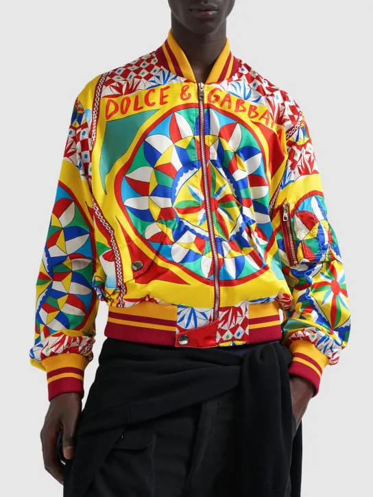 Dolce&amp;Gabbana   Carretto printed nylon bomber jacket 