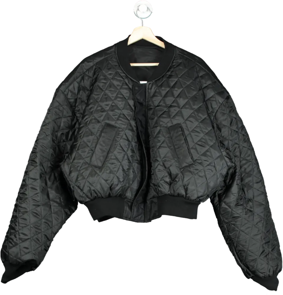 DRL Black Cropped Bomber Jacket UK One size