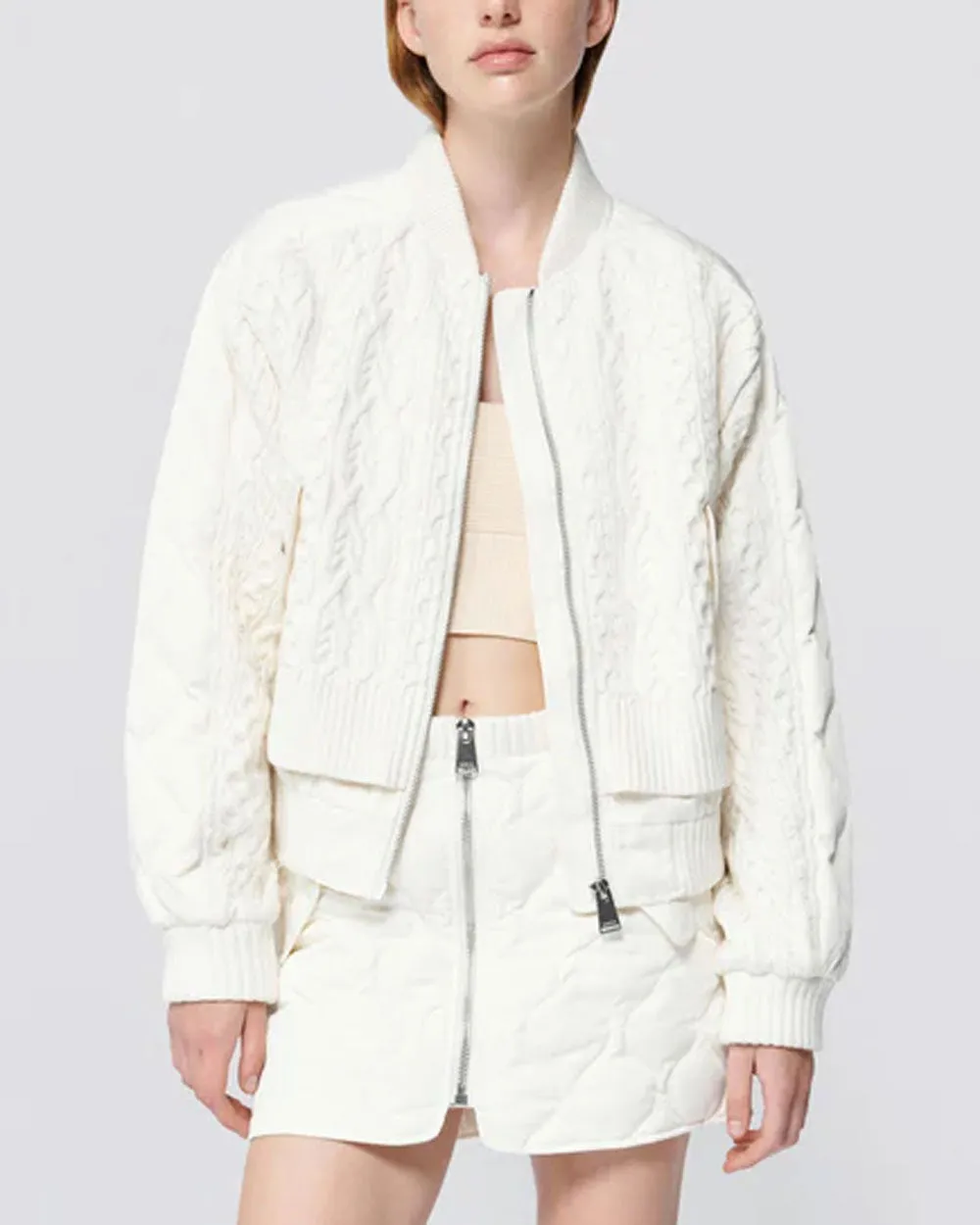 Eggshell Rollins Zip Bomber Jacket