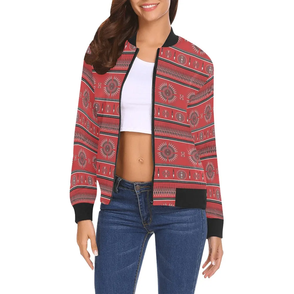 Evening Feather Wheel Blush Bomber Jacket for Women