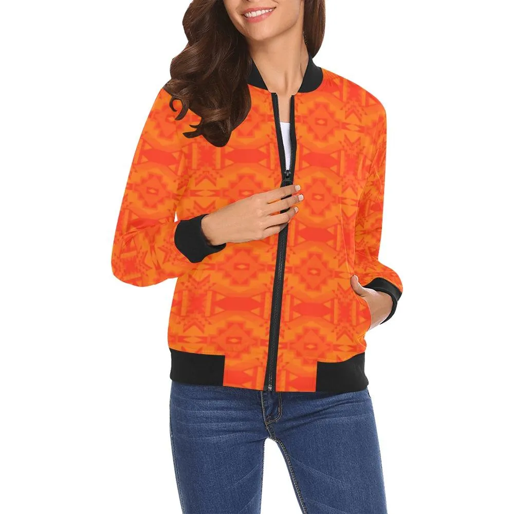 Fancy Orange Carrying Their Prayers Bomber Jacket for Women