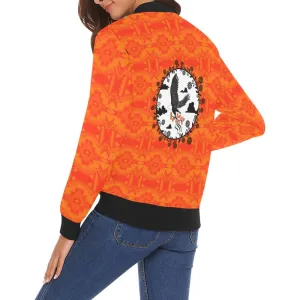 Fancy Orange Carrying Their Prayers Bomber Jacket for Women