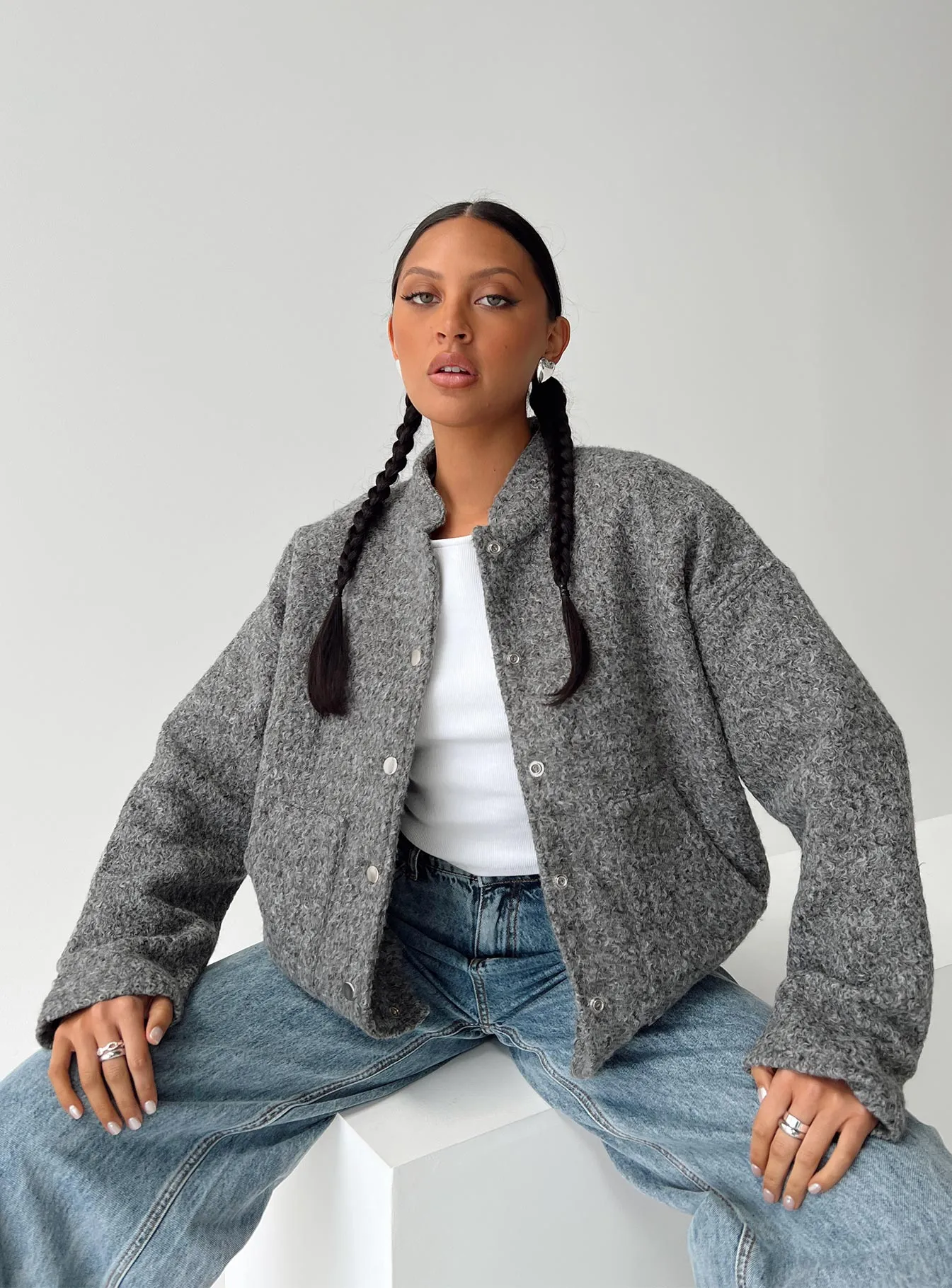 Fashionkova Stillar Bomber Jacket Grey