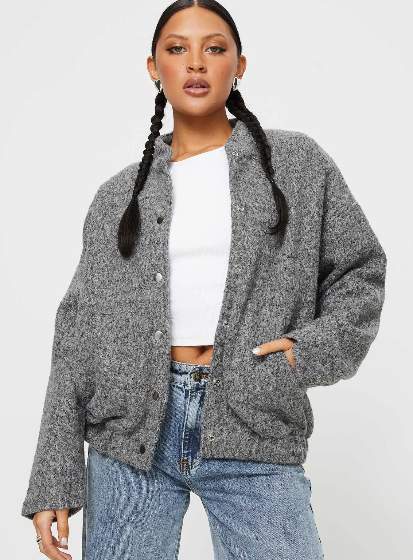 Fashionkova Stillar Bomber Jacket Grey