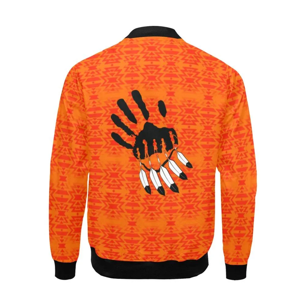 Fire Colors and Turquoise Orange A feather for each Bomber Jacket for Men