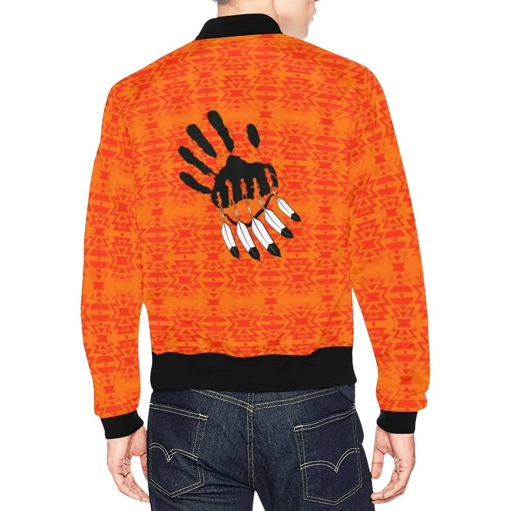 Fire Colors and Turquoise Orange A feather for each Bomber Jacket for Men