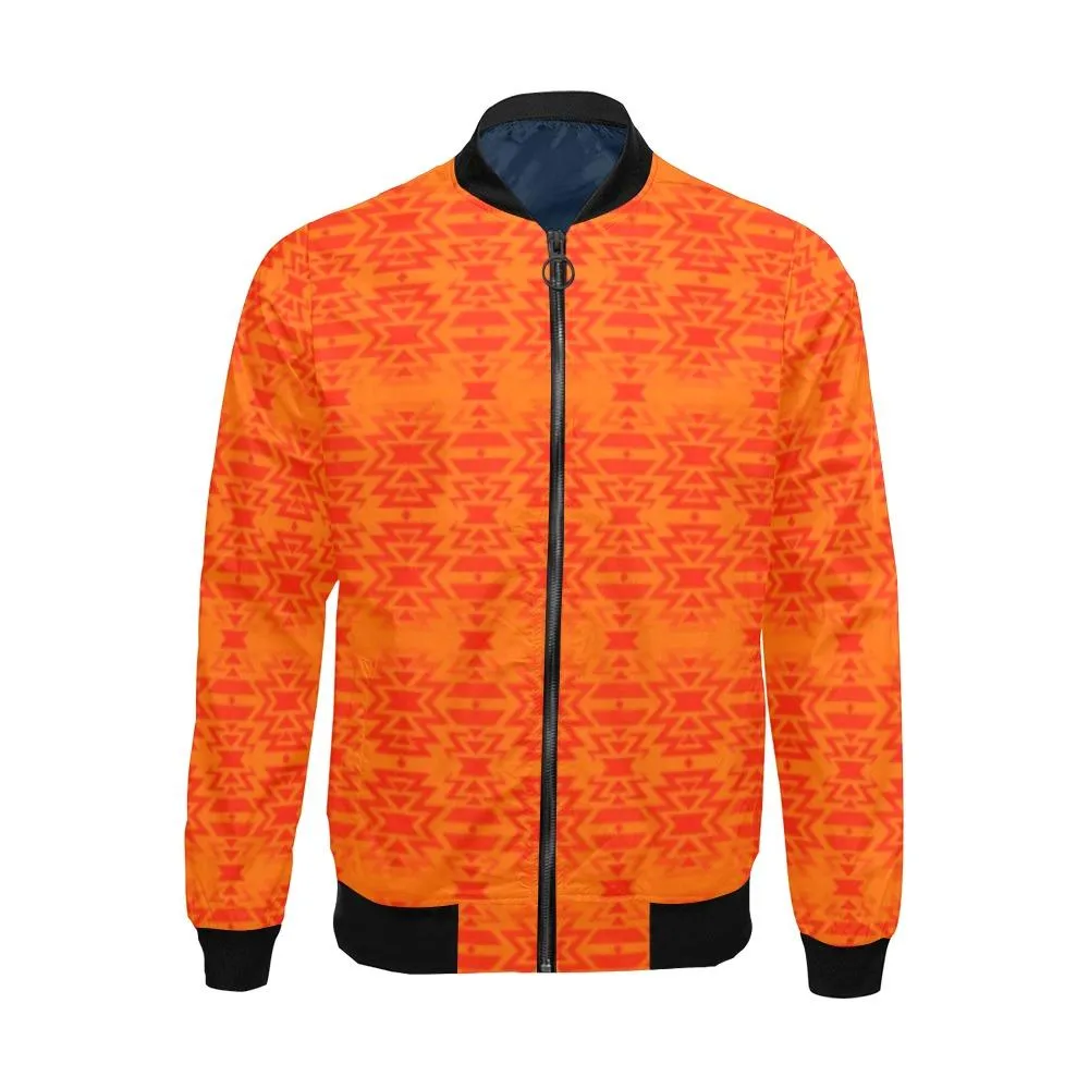 Fire Colors and Turquoise Orange A feather for each Bomber Jacket for Men