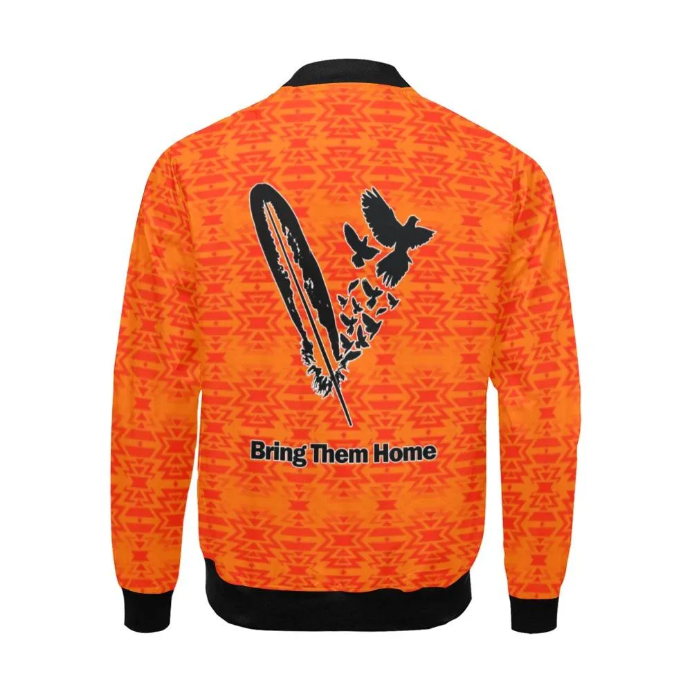 Fire Colors and Turquoise Orange Bring Them Home Bomber Jacket for Men