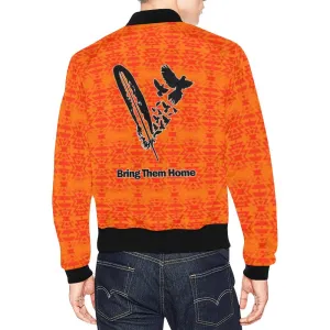 Fire Colors and Turquoise Orange Bring Them Home Bomber Jacket for Men