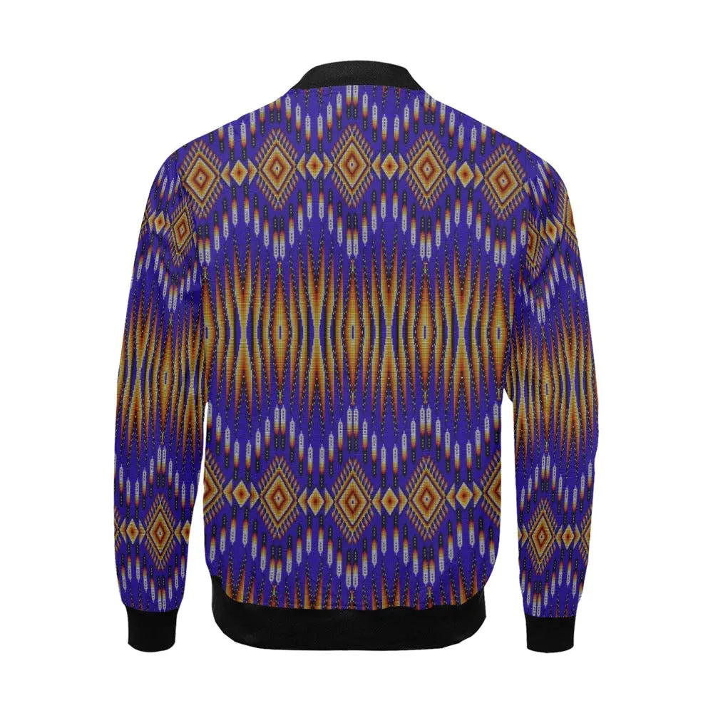 Fire Feather Blue All Over Print Bomber Jacket for Men