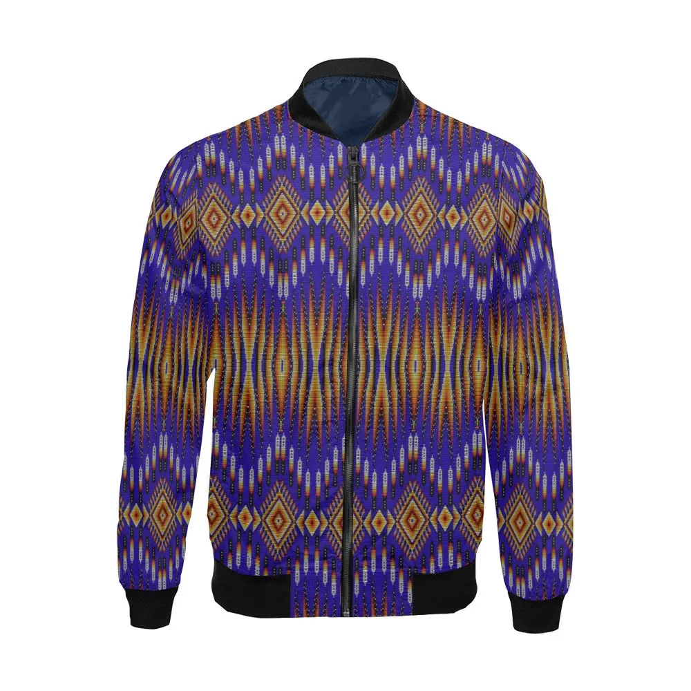 Fire Feather Blue All Over Print Bomber Jacket for Men