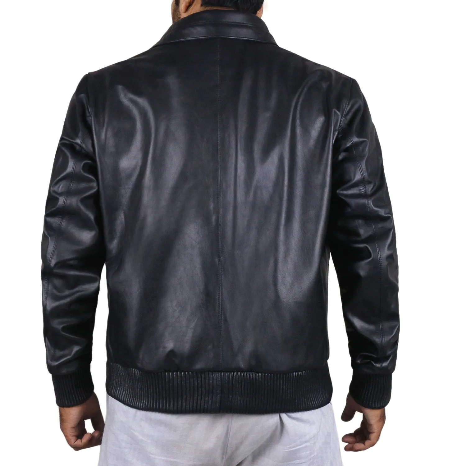 Flareon Black Bomber Leather Jacket