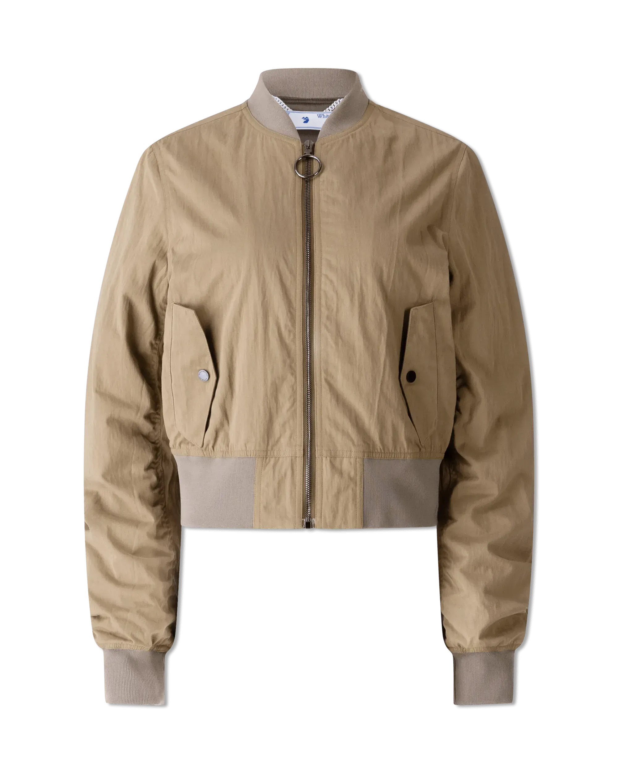 Gabardine Cropped Bomber Jacket