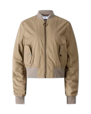 Gabardine Cropped Bomber Jacket