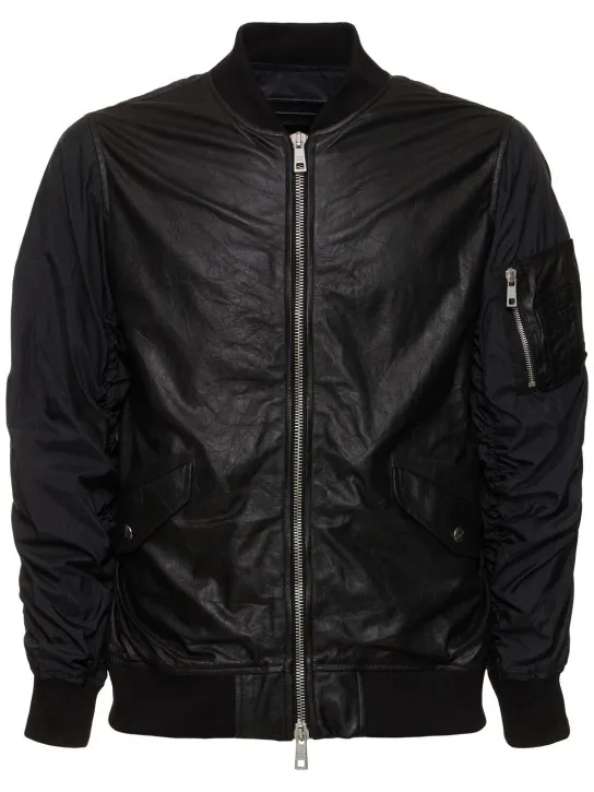 Giorgio Brato   Wrinkled leather &amp; nylon bomber jacket 