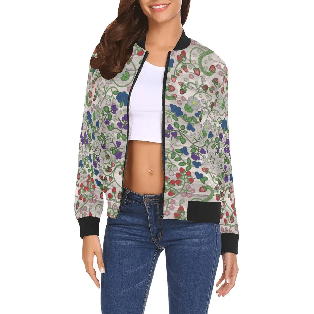 Grandmother Stories Bright Birch All Over Print Bomber Jacket for Women