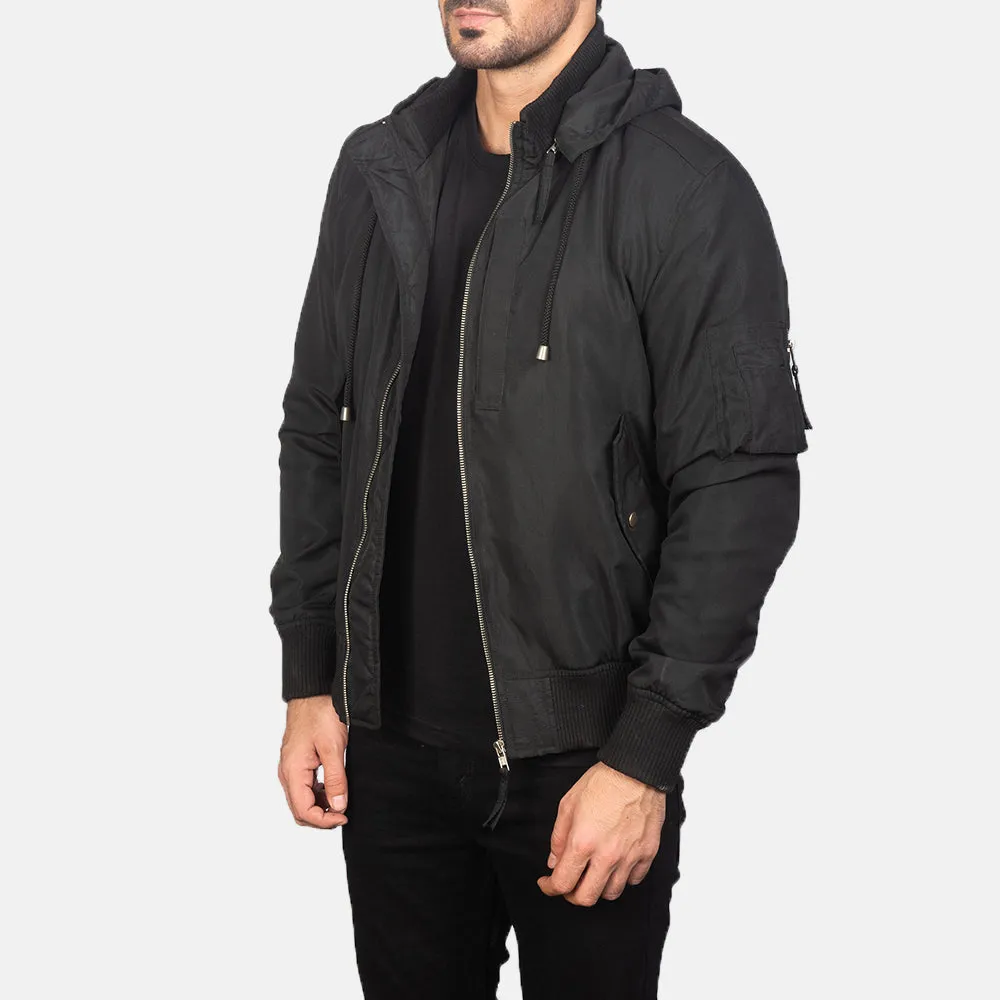 Hanklin Ma-1 Black Hooded Bomber Jacket