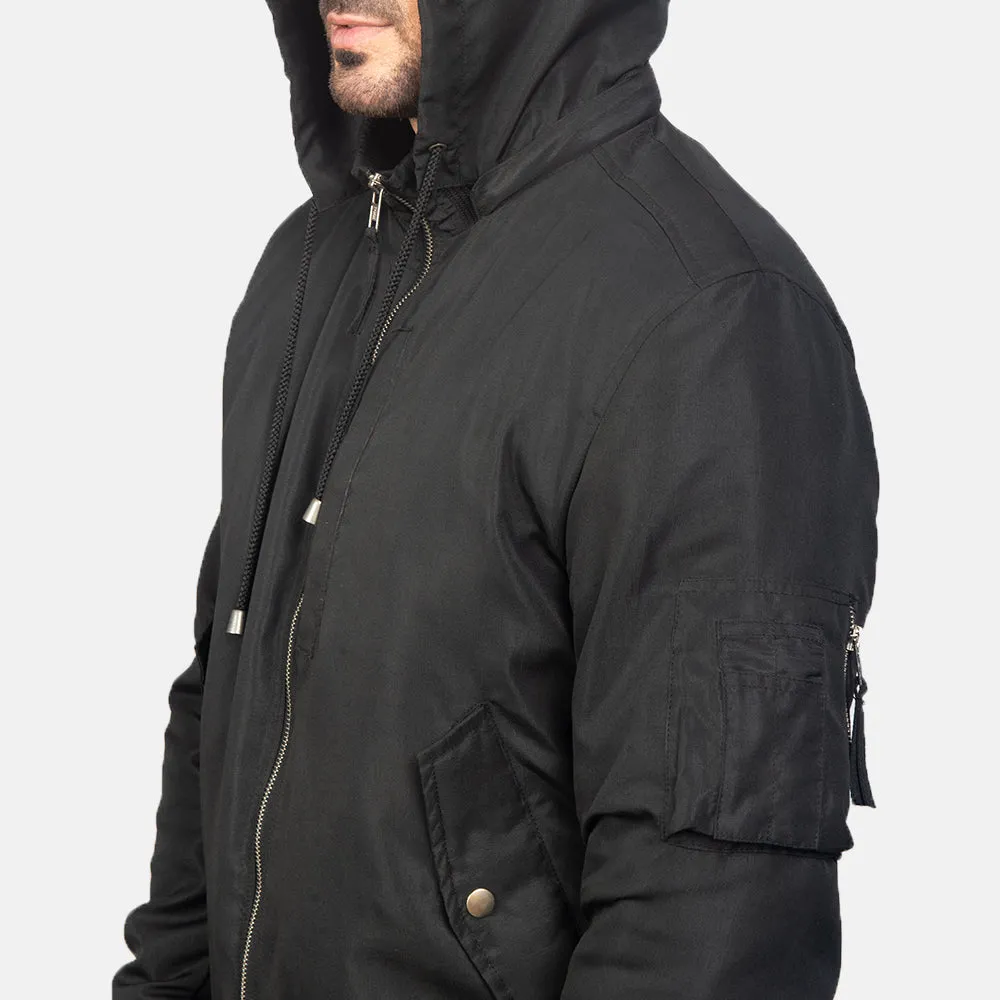 Hanklin Ma-1 Black Hooded Bomber Jacket