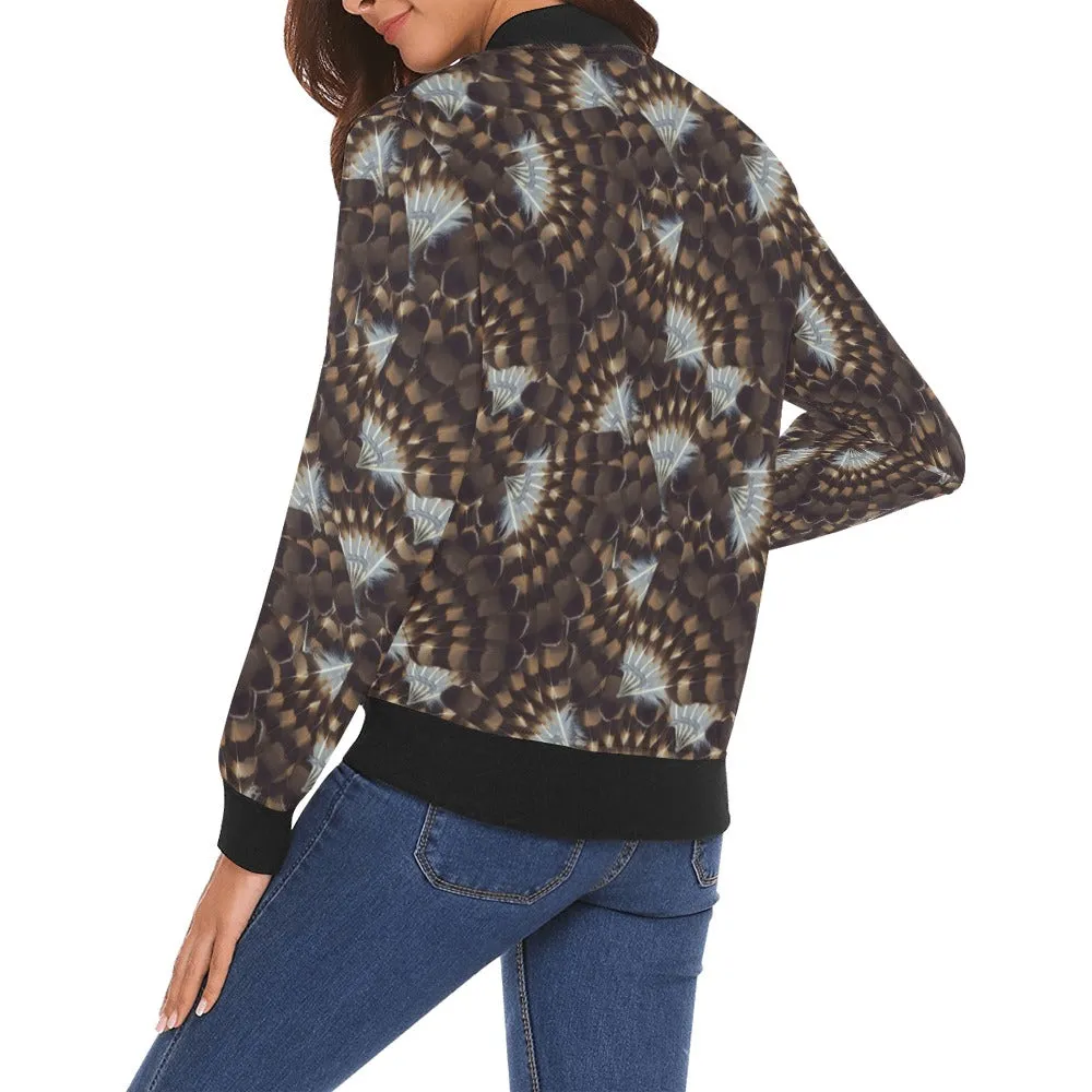 Hawk Feathers Bomber Jacket for Women