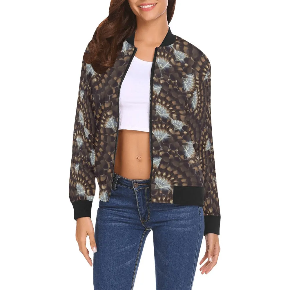 Hawk Feathers Bomber Jacket for Women